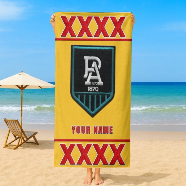 Port Adelaide Power AFL x XXXX Gold Beer Beach Towel Custom Name For Fans - Limited Edition