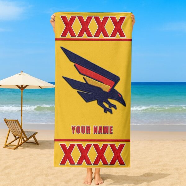 Adelaide Crows AFL x XXXX Gold Beer Beach Towel Custom Name For Fans - Limited Edition