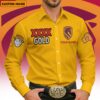 Brisbane Broncos NRL x XXXX Gold Men's Long-Sleeve Button Shirt Custom Name Gifts For Fans - Limited Edition