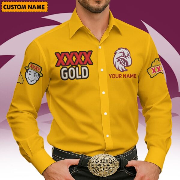 Manly Sea Eagles NRL x XXXX Gold Men's Long-Sleeve Button Shirt Custom Name Gifts For Fans - Limited Edition