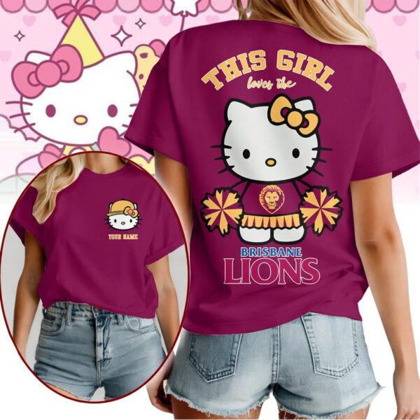 Brisbane Lions AFL x Hello Kitty T Shirt Personalized Gifts For Fans - Limited Edition