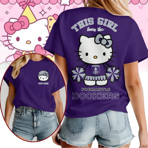 Fremantle Dockers AFL x Hello Kitty T Shirt Personalized Gifts For Fans - Limited Edition