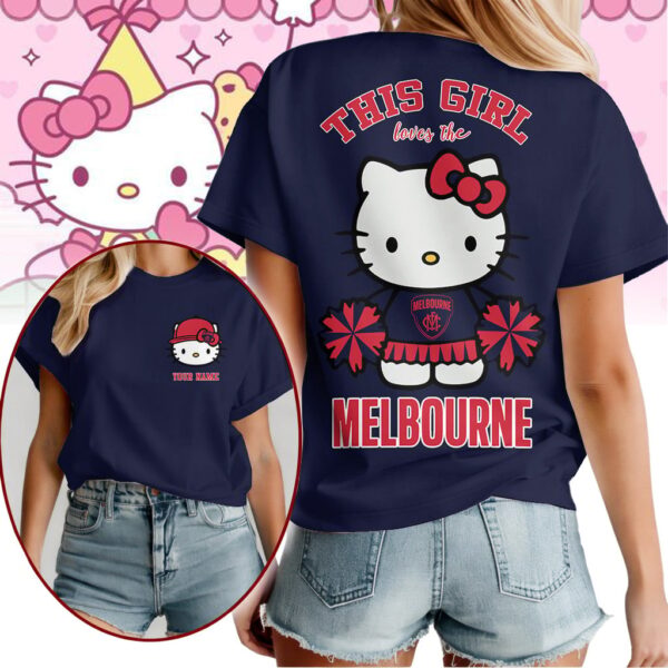 Melbourne Demons AFL x Hello Kitty T Shirt Personalized Gifts For Fans - Limited Edition