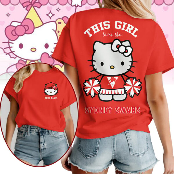 Sydney Swans AFL x Hello Kitty T Shirt Personalized Gifts For Fans - Limited Edition