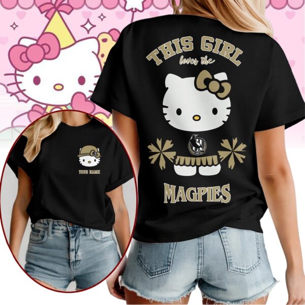 Collingwood Magpies AFL x Hello Kitty T Shirt Personalized Gifts For Fans - Limited Edition