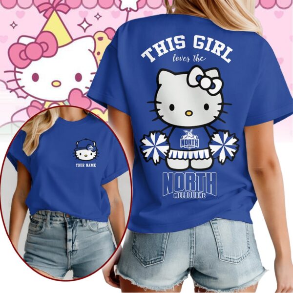 North Melbourne Kangaroos AFL x Hello Kitty T Shirt Personalized Gifts For Fans - Limited Edition