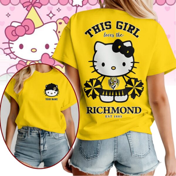 Richmond Tigers AFL x Hello Kitty T Shirt Personalized Gifts For Fans - Limited Edition