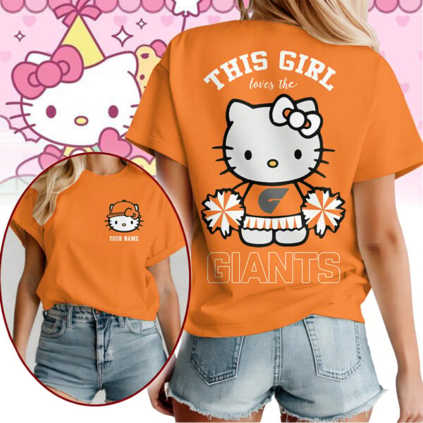 GWS Giants AFL x Hello Kitty T Shirt Personalized Gifts For Fans - Limited Edition