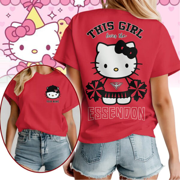 Essendon Bombers AFL x Hello Kitty T Shirt Personalized Gifts For Fans - Limited Edition