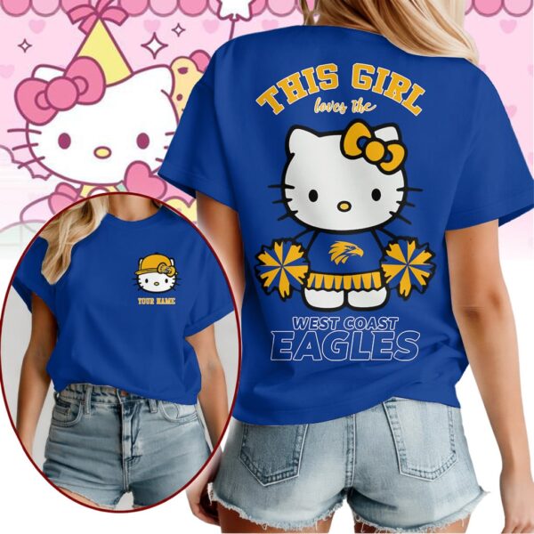 West Coast Eagles AFL x Hello Kitty T Shirt Personalized Gifts For Fans - Limited Edition