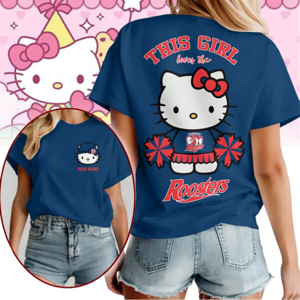 Sydney Roosters NRL x Hello Kitty T Shirt Personalized Gifts For Fans - Limited Edition