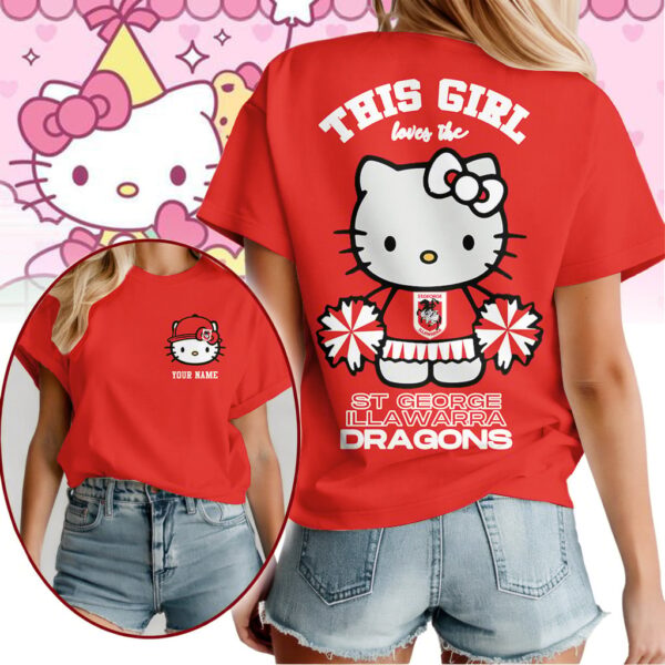 St. George Dragons NRL x Hello Kitty T Shirt Personalized Gifts For Fans - Limited Edition