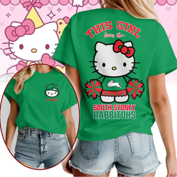 South Sydney Rabbitohs NRL x Hello Kitty T Shirt Personalized Gifts For Fans - Limited Edition