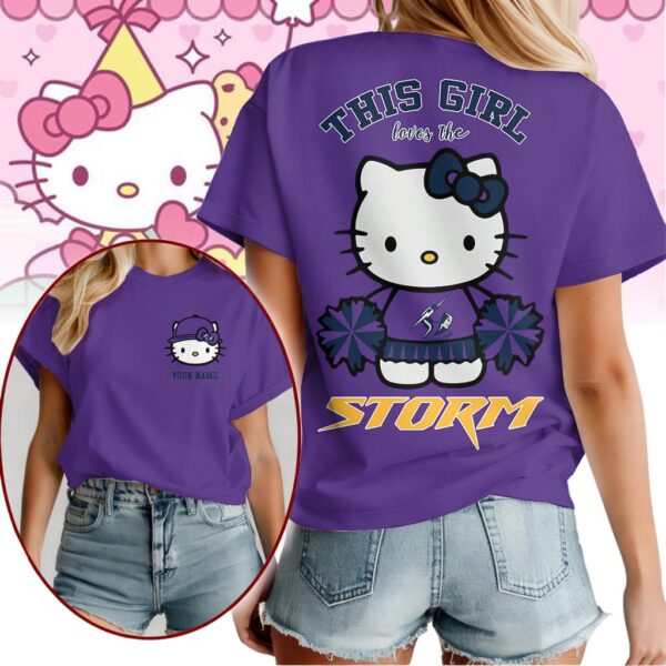 Melbourne Storm NRL x Hello Kitty T Shirt Personalized Gifts For Fans - Limited Edition