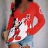 St. George Dragons NRL x Mickey Mouse Women's V-Neck Long-Sleeved Shirt Custom Name Gifts For Fans - Limited Edition