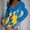 Parramatta Eels NRL x Mickey Mouse Women's V-Neck Long-Sleeved Shirt Custom Name Gifts For Fans - Limited Edition