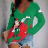 South Sydney Rabbitohs NRL x Mickey Mouse Women's V-Neck Long-Sleeved Shirt Custom Name Gifts For Fans - Limited Edition