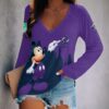 Melbourne Storm NRL x Mickey Mouse Women's V-Neck Long-Sleeved Shirt Custom Name Gifts For Fans - Limited Edition