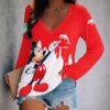 The Dolphins NRL x Mickey Mouse Women's V-Neck Long-Sleeved Shirt Custom Name Gifts For Fans - Limited Edition