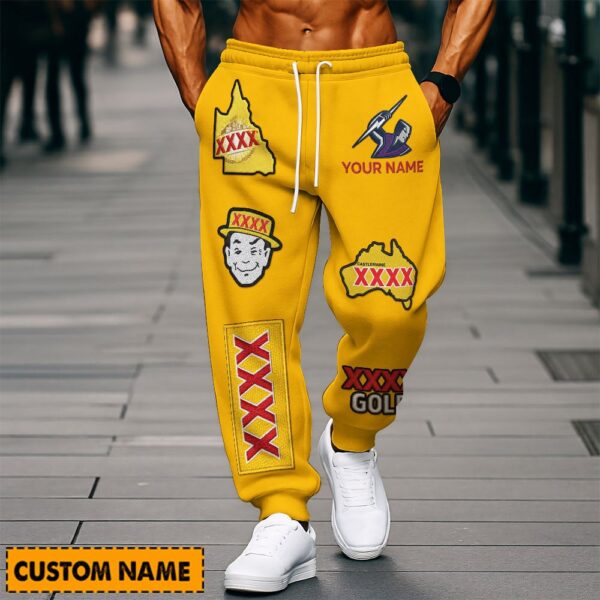 Melbourne Storm NRL x XXXX Gold Beer Long Pants Custom Name Gifts For Fans - Limited Edition