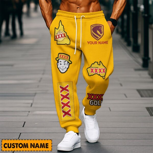 Brisbane Broncos NRL x XXXX Gold Beer Long Pants Custom Name Gifts For Fans - Limited Edition