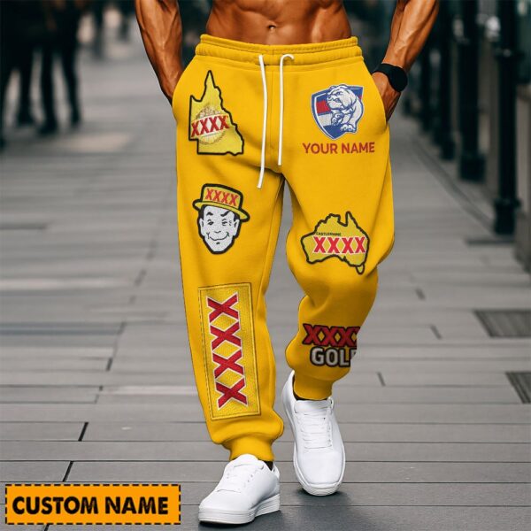 Western Bulldogs AFL x XXXX Gold Beer Long Pants Custom Name Gifts For Fans - Limited Edition