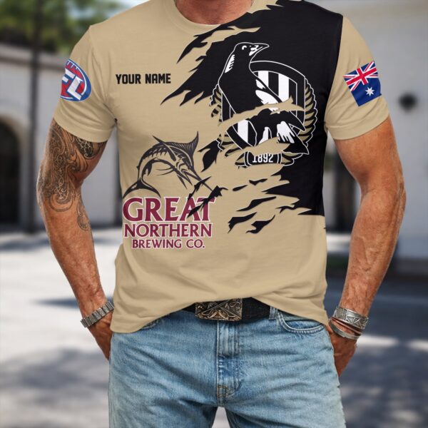 Collingwood Magpies AFL x Great Northern Beer T Shirt Custom Name Gifts For Fans - Limited Edition