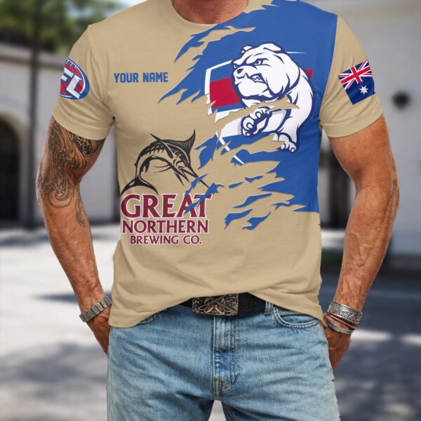 Western Bulldogs AFL x Great Northern Beer T Shirt Custom Name Gifts For Fans - Limited Edition