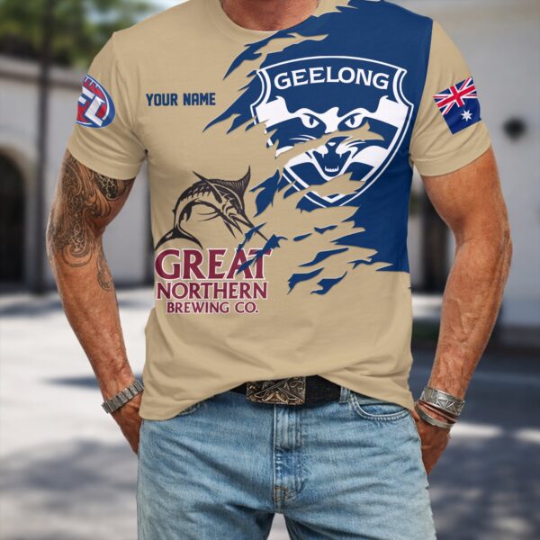 Geelong Cats AFL x Great Northern Beer T Shirt Custom Name Gifts For Fans - Limited Edition