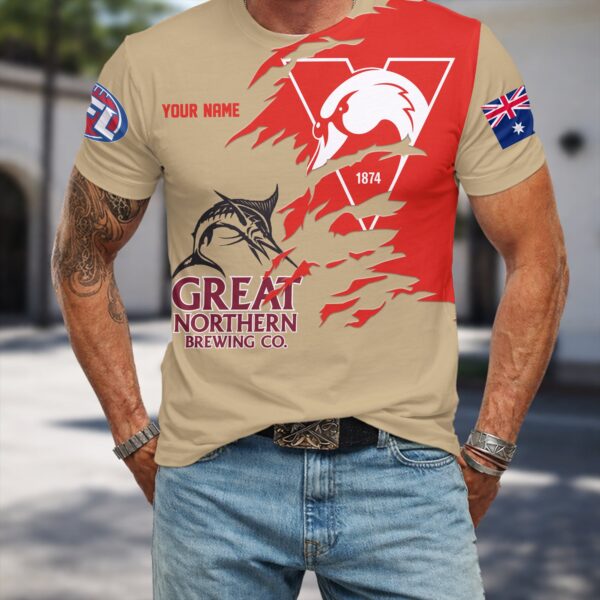 Sydney Swans AFL x Great Northern Beer T Shirt Custom Name Gifts For Fans - Limited Edition