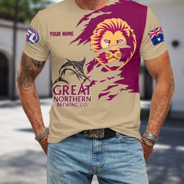 Brisbane Lions AFL x Great Northern Beer T Shirt Custom Name Gifts For Fans - Limited Edition