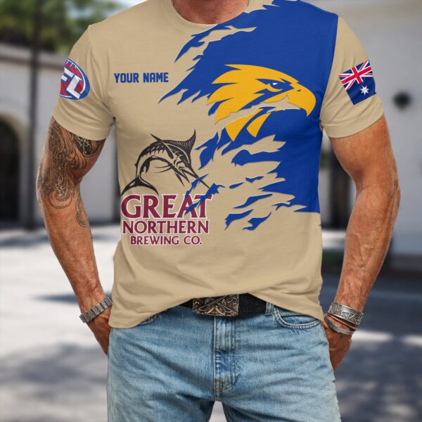 West Coast Eagles AFL x Great Northern Beer T Shirt Custom Name Gifts For Fans - Limited Edition