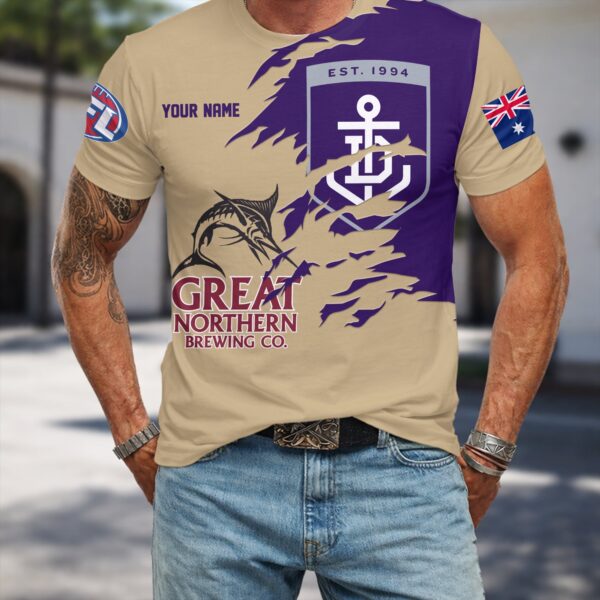 Fremantle Dockers AFL x Great Northern Beer T Shirt Custom Name Gifts For Fans - Limited Edition