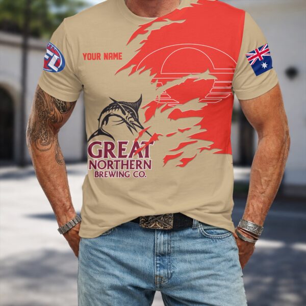 Gold Coast Suns AFL x Great Northern Beer T Shirt Custom Name Gifts For Fans - Limited Edition