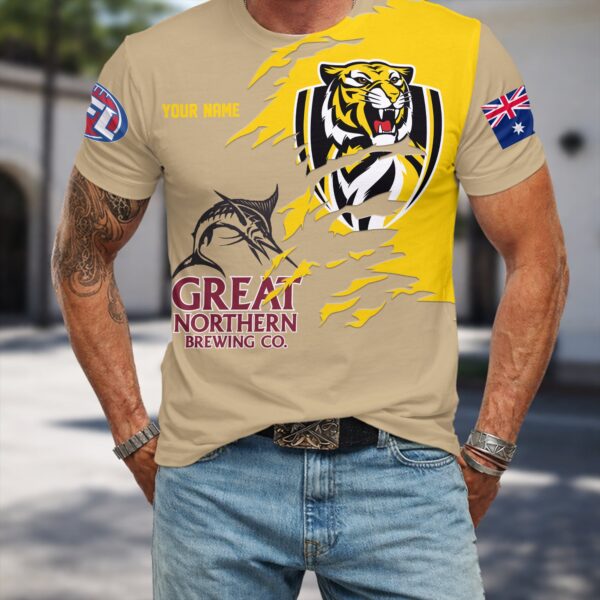 Richmond Tigers AFL x Great Northern Beer T Shirt Custom Name Gifts For Fans - Limited Edition