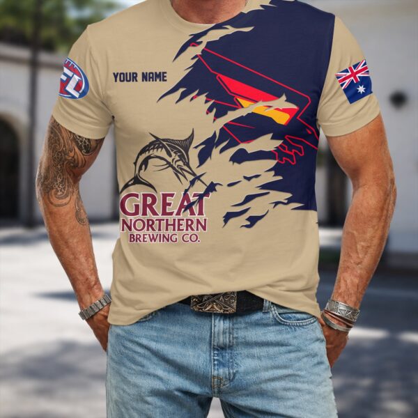 Adelaide Crows AFL x Great Northern Beer T Shirt Custom Name Gifts For Fans - Limited Edition