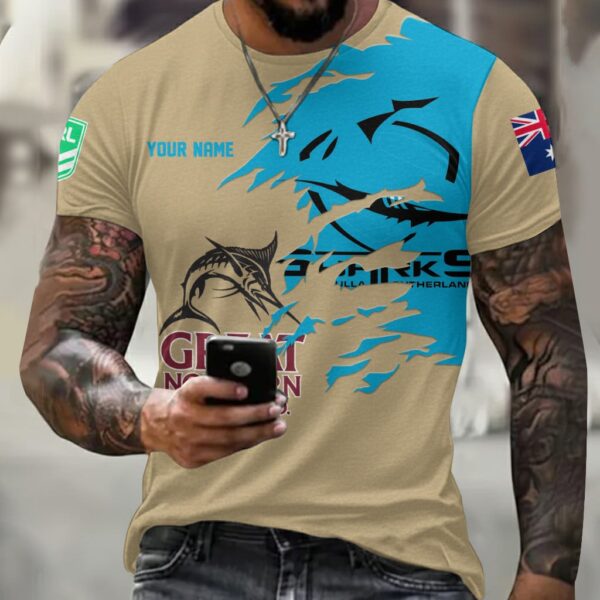 Cronulla Sharks NRL x Great Northern Beer T Shirt Custom Name Gifts For Fans - Limited Edition