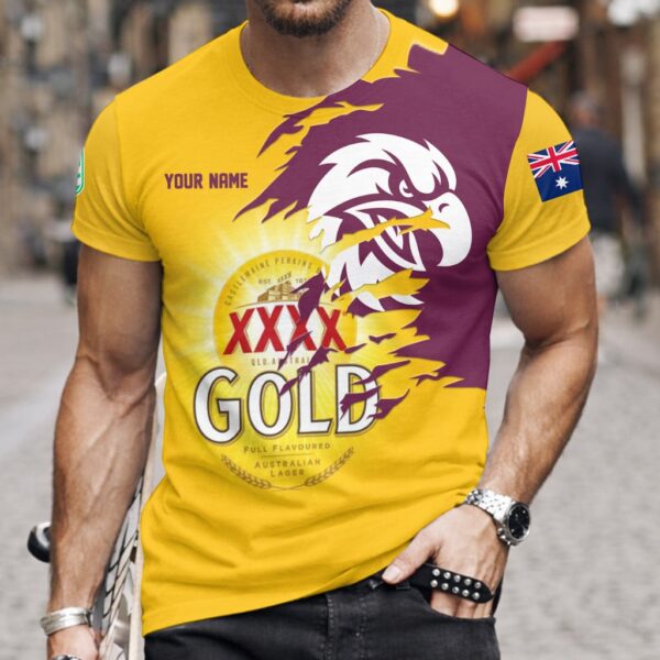 Manly Sea Eagles NRL x XXXX Gold Beer Custom Name T Shirt Gift For Fans - Limited Edition