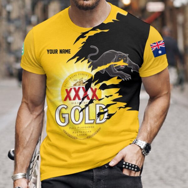 Penrith Panthers NRL x XXXX Gold Beer Custom Name T Shirt Gift For Fans - Limited Edition