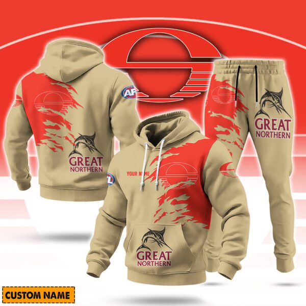 Gold Coast Suns AFL x Great Northern Beer Hoodie Set Custom Name Gift For Fans - Limited Edition