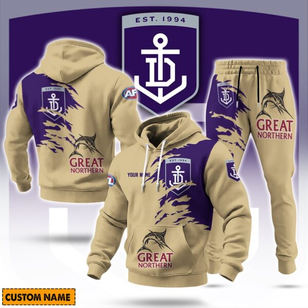 Fremantle Dockers AFL x Great Northern Beer Hoodie Set Custom Name Gift For Fans - Limited Edition
