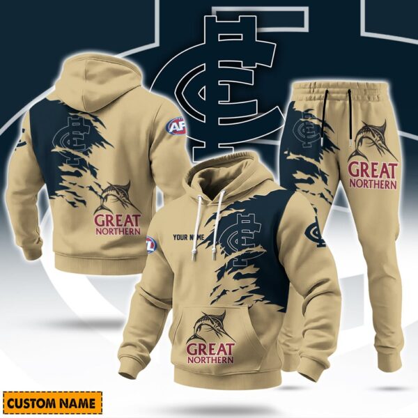 Carlton Blues AFL x Great Northern Beer Hoodie Set Custom Name Gift For Fans - Limited Edition