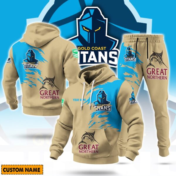 Gold Coast Titans NRL x Great Northern Beer Hoodie Set Custom Name Gift For Fans - Limited Edition