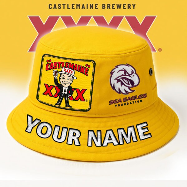 Manly Sea Eagles NRL x XXXX Gold Beer Bucket Hat Any Name Gift For Fan - Limited Edition