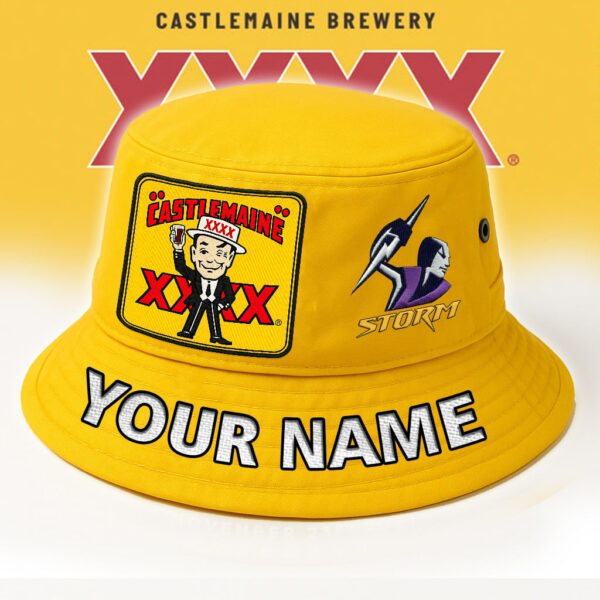 Melbourne Storm NRL x XXXX Gold Beer Bucket Hat Any Name Gift For Fan - Limited Edition