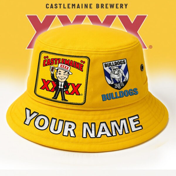 Canterbury Bulldogs NRL x XXXX Gold Beer Bucket Hat Any Name Gift For Fan - Limited Edition