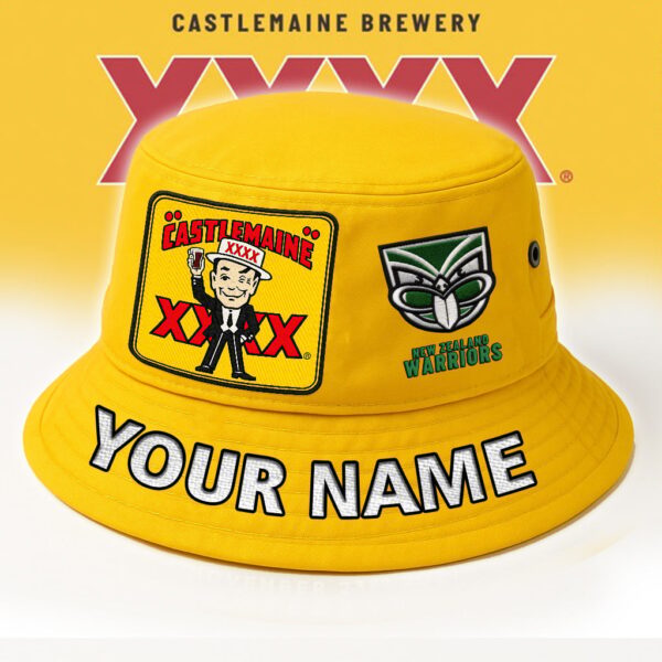 New Zealand Warriors NRL x XXXX Gold Beer Bucket Hat Any Name Gift For Fan - Limited Edition