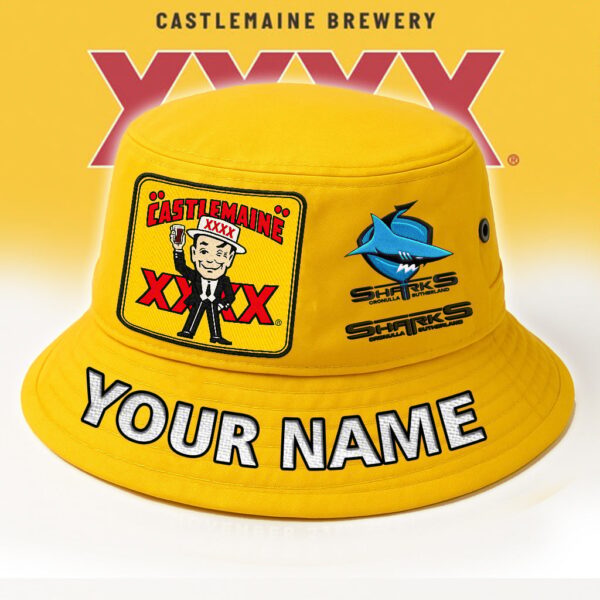 Cronulla Sharks NRL x XXXX Gold Beer Bucket Hat Any Name Gift For Fan - Limited Edition