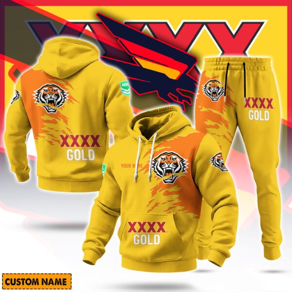 Wests Tigers NRL x XXXX Gold Beer Hoodie Set Custom Name Gift For Fan - Limited Edition