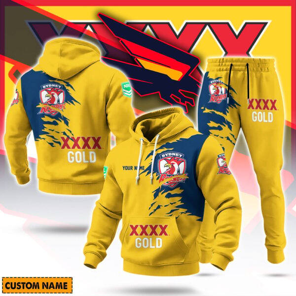 Sydney Roosters NRL x XXXX Gold Beer Hoodie Set Custom Name Gift For Fan - Limited Edition